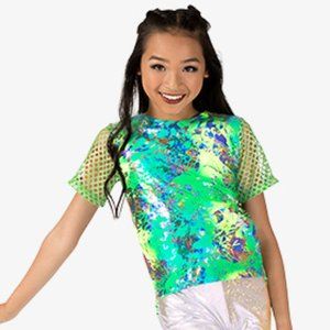 NWT Girls Lime Hip Hop Oversize Metallic Tee
